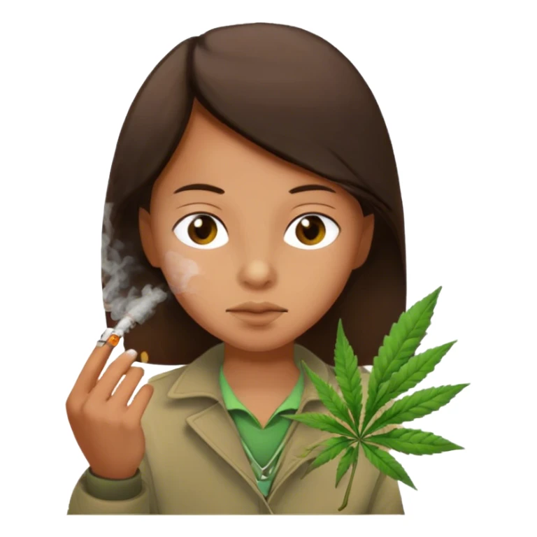 Brunette Kid Smoking weed sticker
