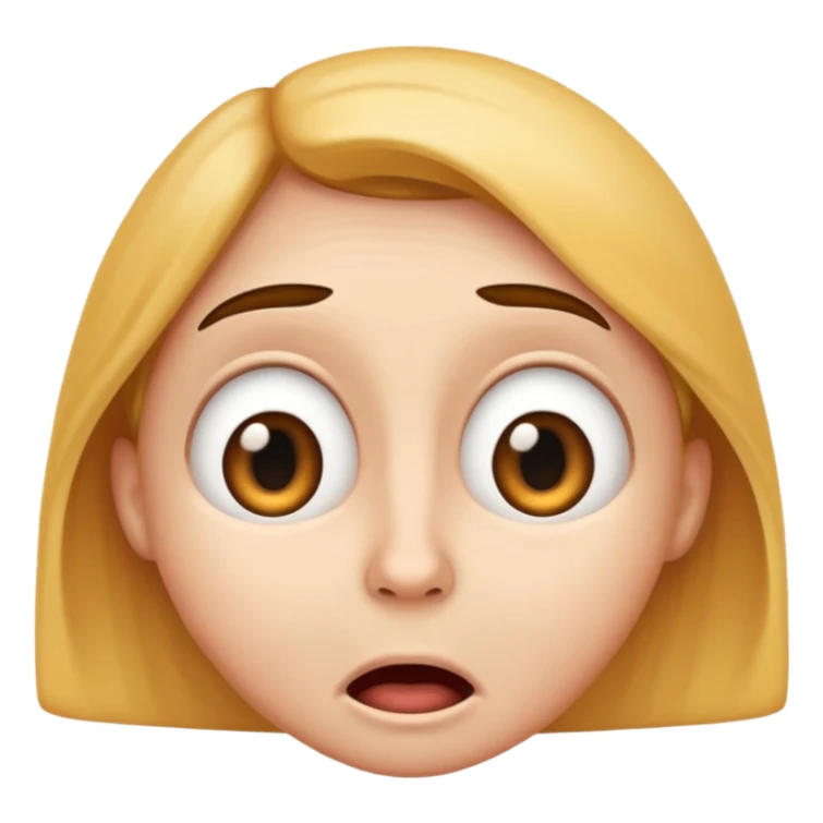 classic emoji style face with wide eyes and trembling mouth, nervous expression sticker