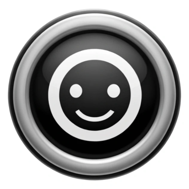 Círculo totalmente negro, adentro del círculo un símbolo de encendido y apagado en color blanco sticker