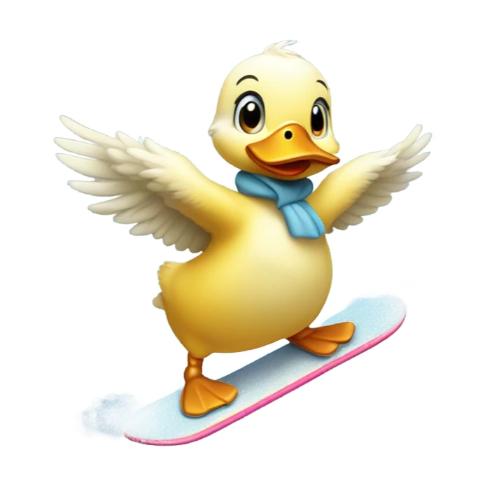 baby duck snowboarding sticker