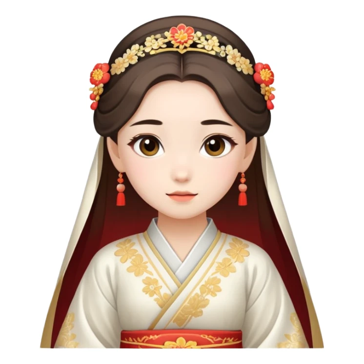 Beautiful girl wearing Hanfu wedding dress sticker