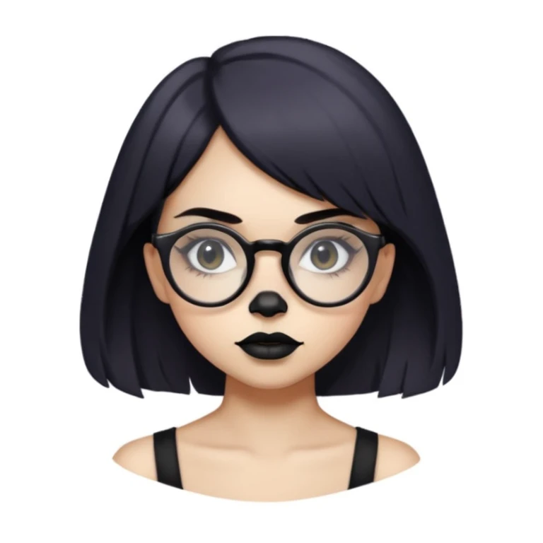 shoulder length, wolf cut girl with round, but square glasses alternative sticker