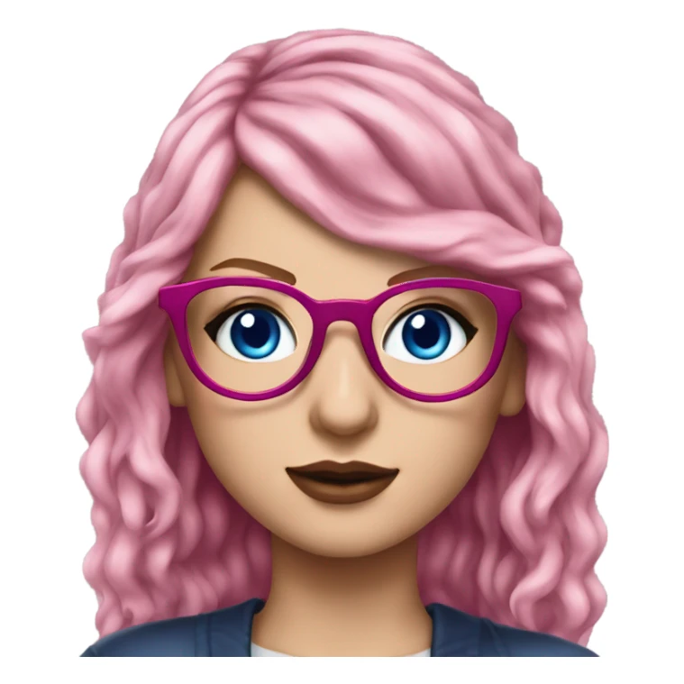 Photo Realistic Taylor Swift blue eyes and glasses with pink hair  sticker