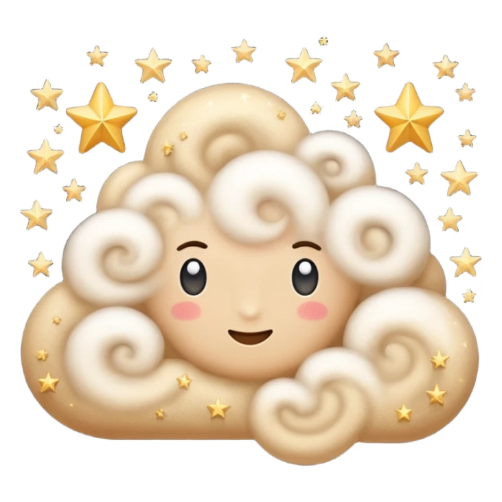 A cloud of dust with various swirls and stars emerging from it. sticker