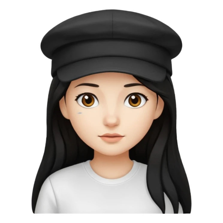 Girl with turned back black cap and a long hair  sticker