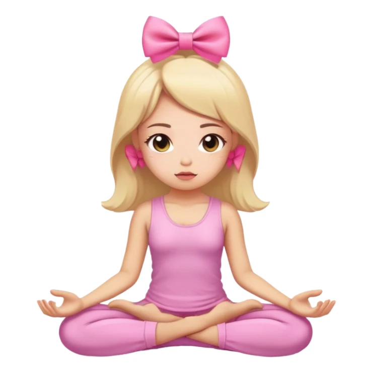 girl meditating with pink bow  sticker