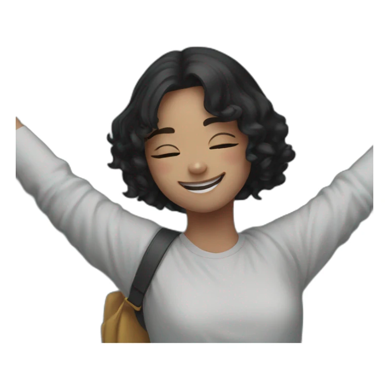 joyful girl with raised arms sticker