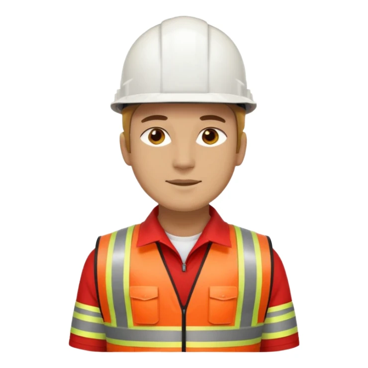 Arquitecto con casco blanco pero con chaleco de color rojo y cinta reflectiva de color dorado, no utilices el color anaranjado y tampoco el verde sticker
