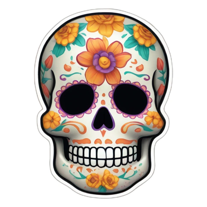 dia de los muertos sticker skull mexico flores de cempasuchil sticker