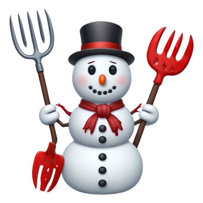 murderous snowman bloody pitchfork sticker