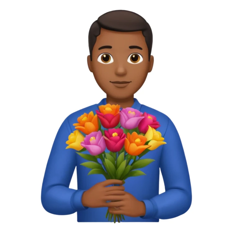 Black Male hand give a bogue of flowers sticker