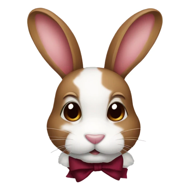 Brown and white bunny with burgundy bow sticker
