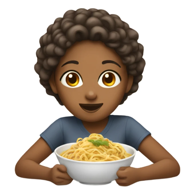 Brown girl eating noodles  sticker