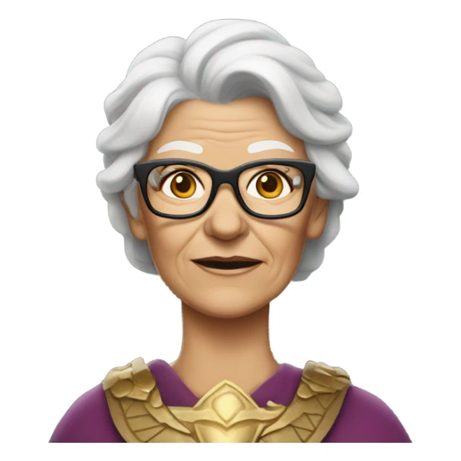 White 70 year old white Warrior Princess with glasses  sticker