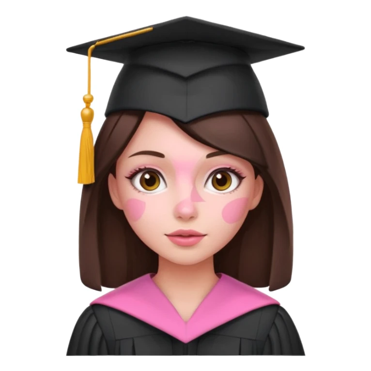 BRunette girl emoji with pink graduation cap sticker