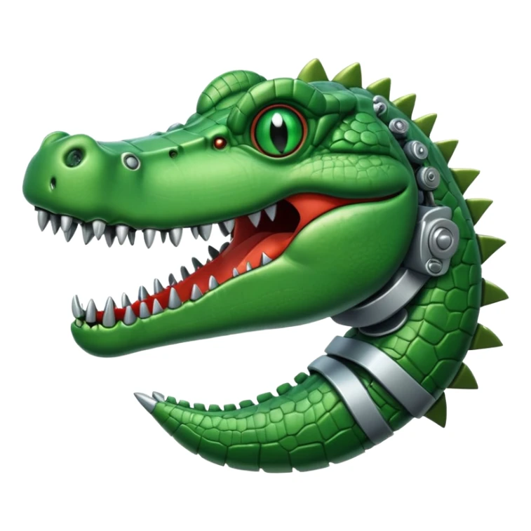 crocodile with a robot hand hanging out of mouth sticker