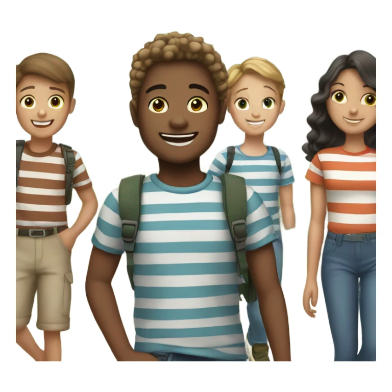 boys smiling outdoors in stripes sticker