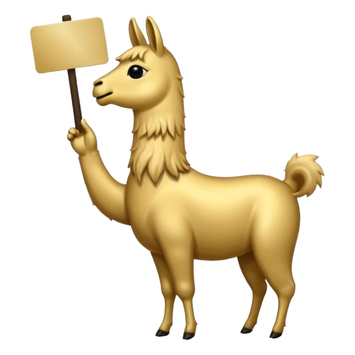 A small golden llama silhouette holding a sign in its teeth that says RAID sticker