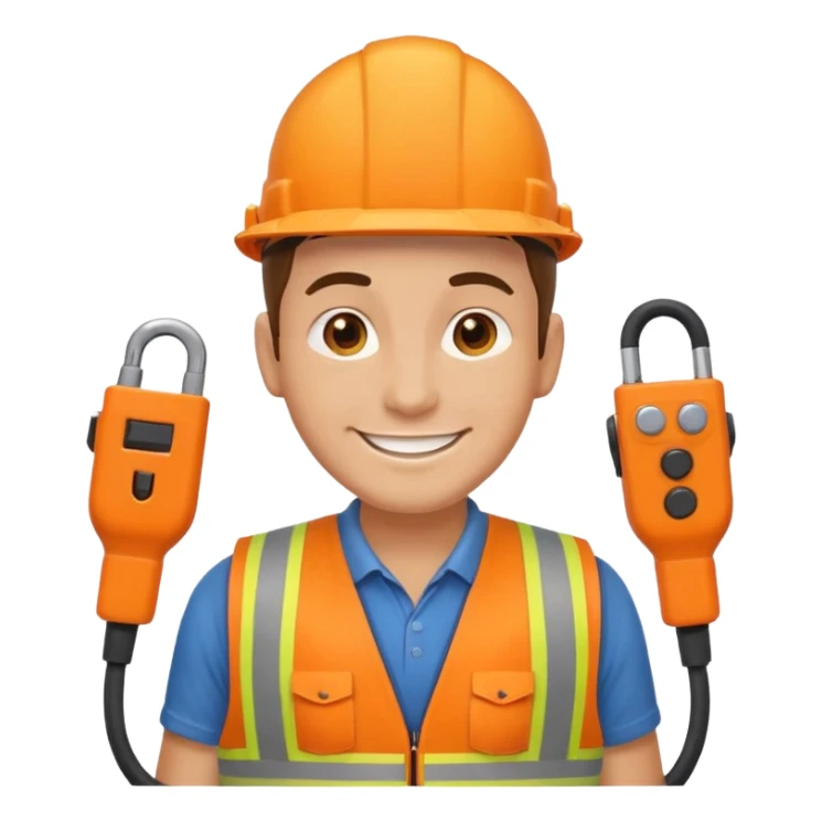 Electrician + cable coil + orange vest, Repair Crew. sticker