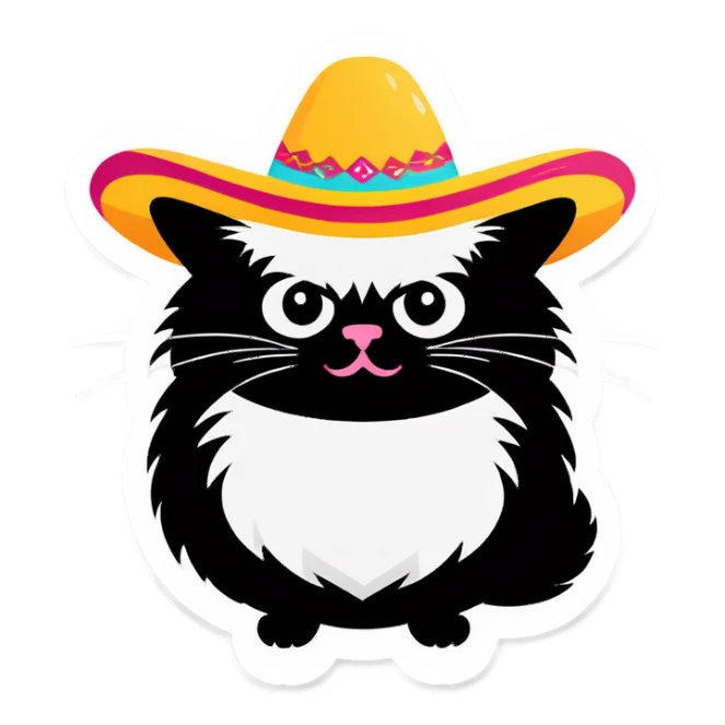 Gato gordo blanco usando un sombrero tejano  sticker
