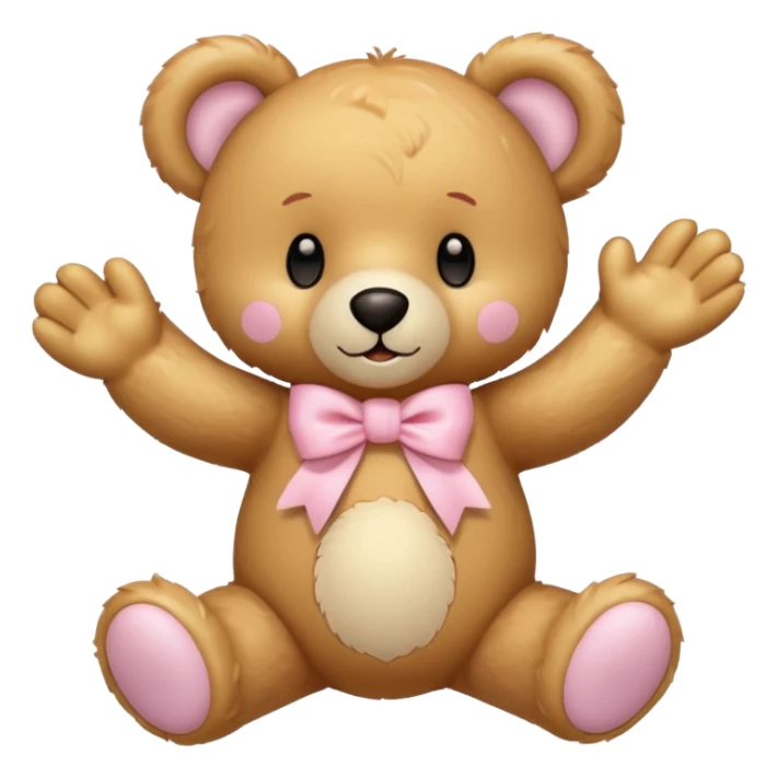 honey colored teddy bear with pastel pink bow waving sticker