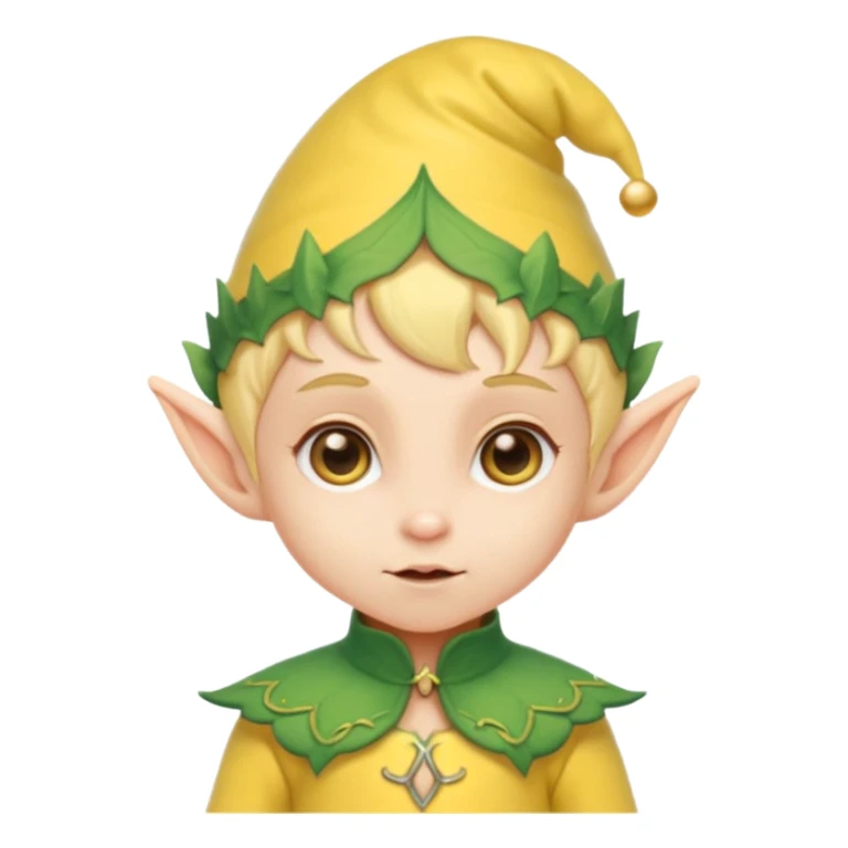 Tiny elf baby with pointy ears and hat, yellow outfit sticker