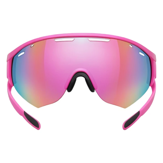 oversized pink athletic sunglasses with shield visor lens, sporty design sticker