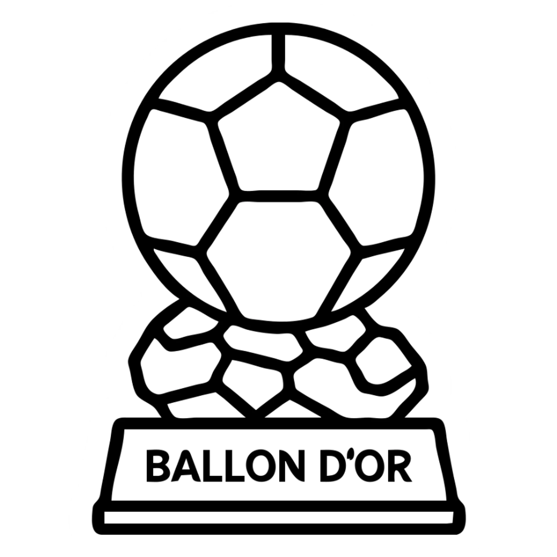 Ballon d'Or trophy, outlined icon, gold accents, clean sticker