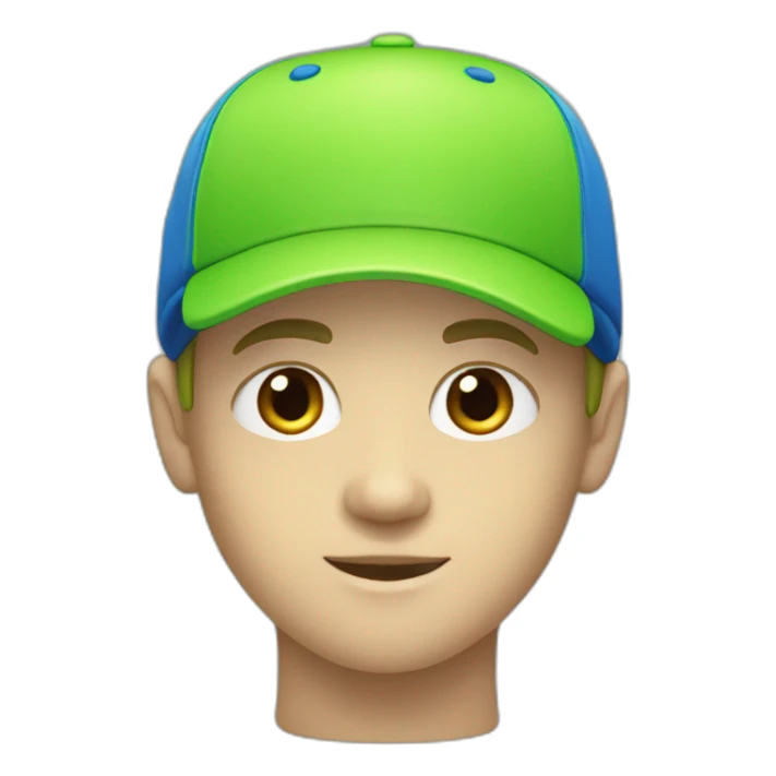 white BOY WITH lime green EYES & blue cap sticker