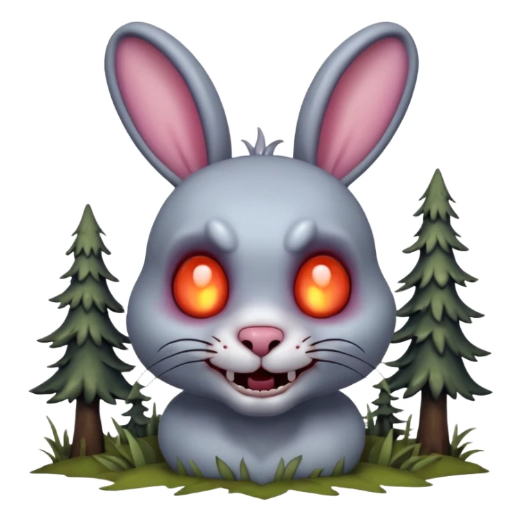 zombie rabbit portrait, head and shoulders only, stitched ears, creepy cute smile, glowing eyes, undead forest vibe, 3D cartoon, mobile game icon style, clean background, no text, no watermark
 sticker