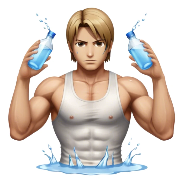 leon kennedy in ripped clothes dripping with water sticker