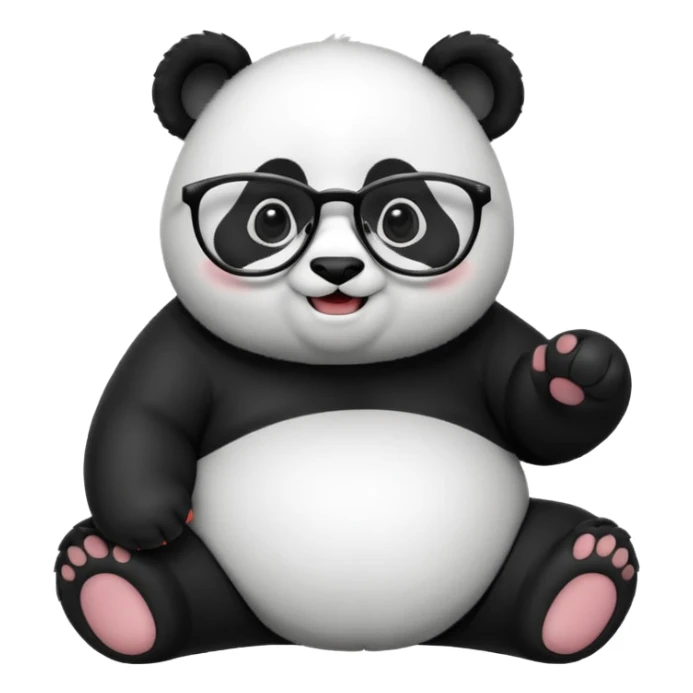 full body of panda wear glasses, front view sticker