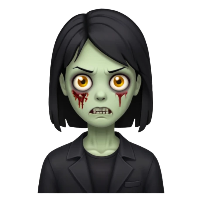 Zumbi com cabelo preto de tamanho médio e roupa preta  sticker