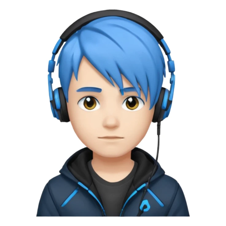 Boy gamer with headset, blue hair, black jacket, 











 sticker