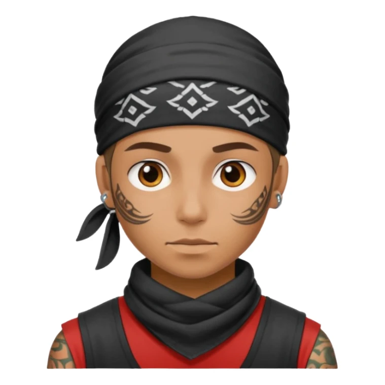 a human with bandana and tattoo sticker