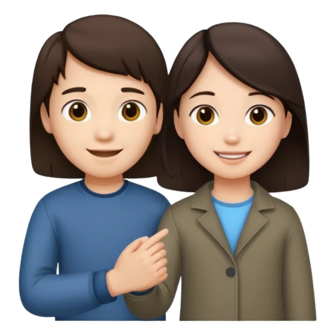 brunette boy holding Asian girl’s hand sticker