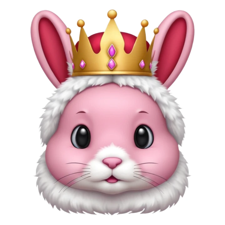 pink bunny with red crown sticker