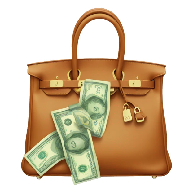 hermes birkin with money coming out top of bag  sticker