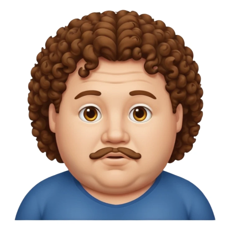 Fat man with brown curly hair  sticker