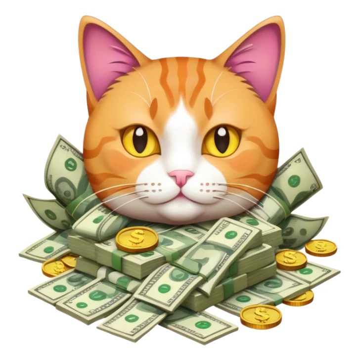 cat with a lot of money  sticker
