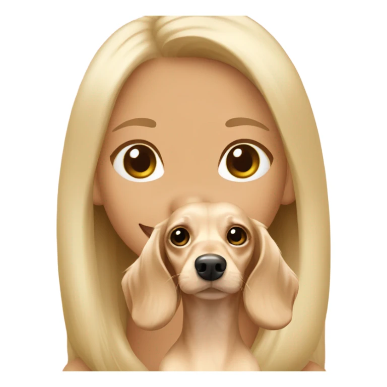 Cream longhair dachshund with girl sticker