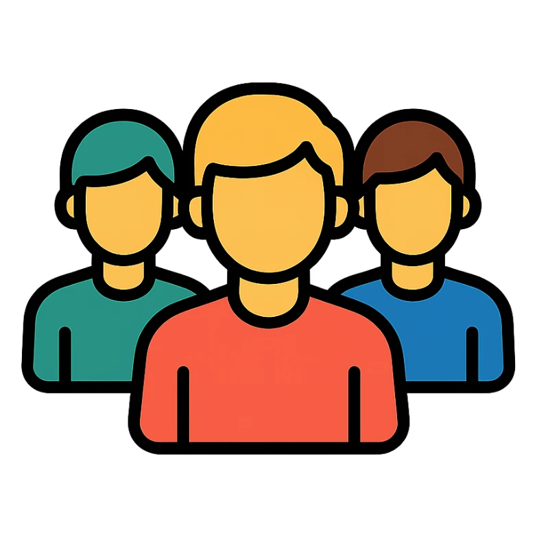 group of people, color outline icon style sticker