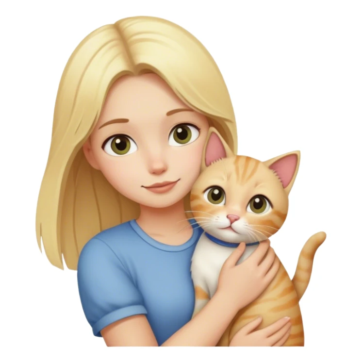 Blonde girl holding cat sticker