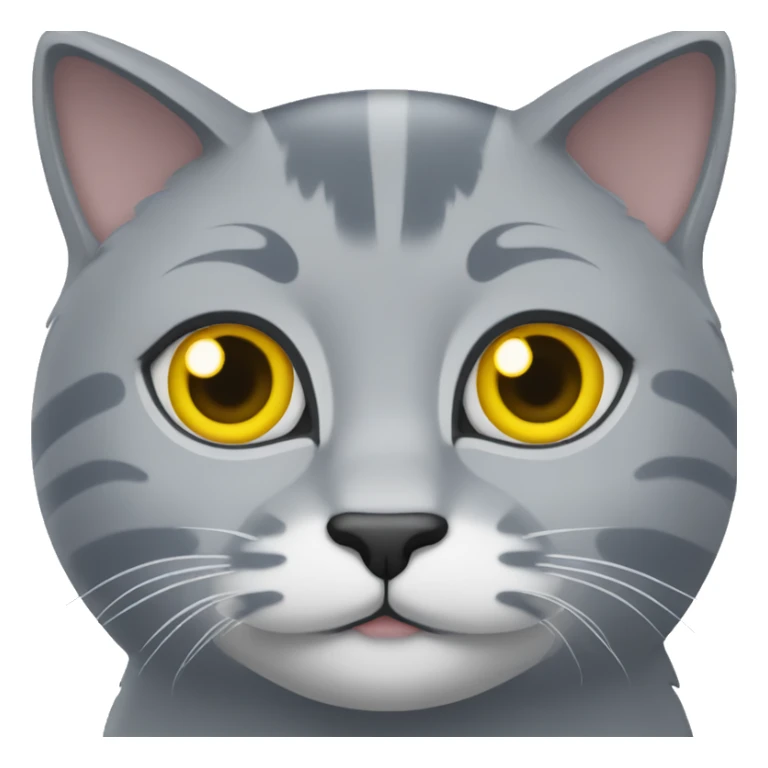 A gray cat with a blue face, tail tip and paws. And yellow eyes sticker