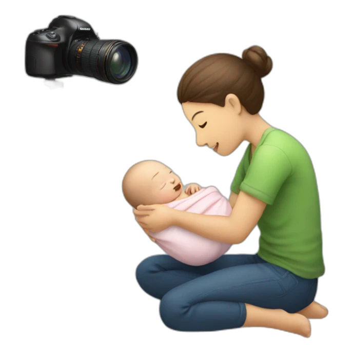 photographer photographing a newborn sticker