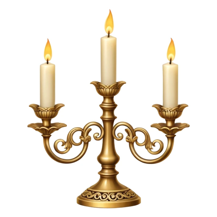 decorative candle holder with three lit candles, candelabra sticker