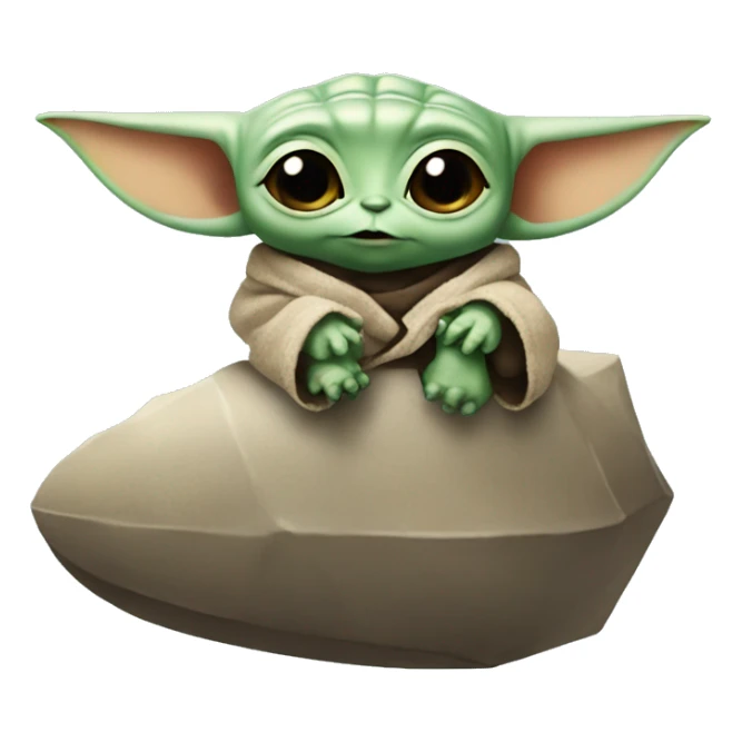 baby yoda on top of a dinosaur sticker