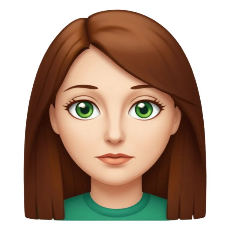 middle age woman with green eyes and long straight brown hair sticker