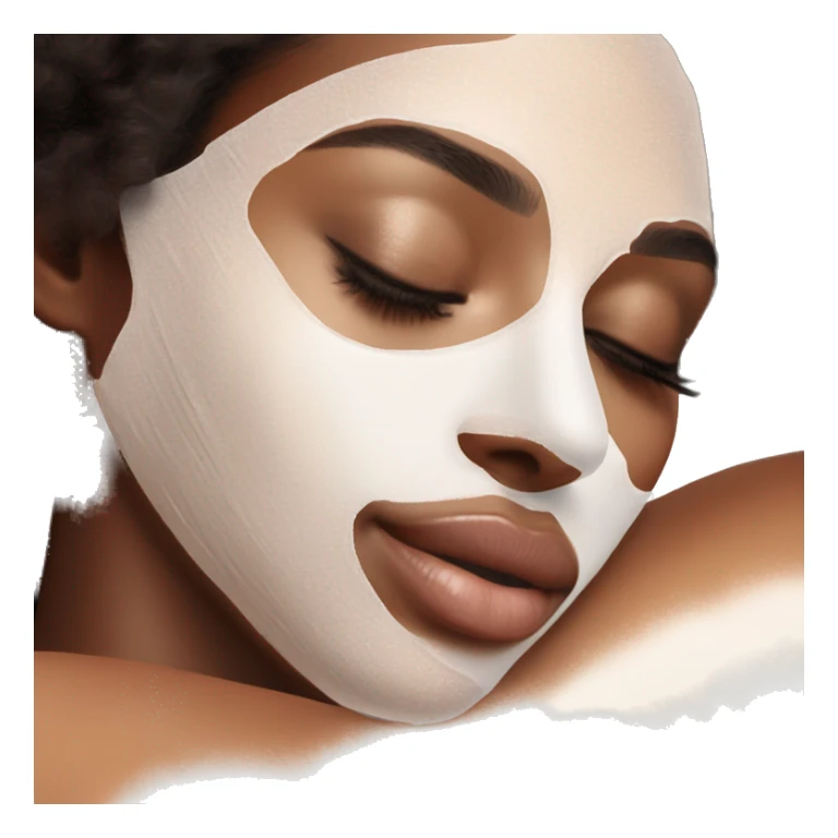 pretty brunette sleeping with cream coloured moisturiser face mask soft textures and ethereal glow sticker