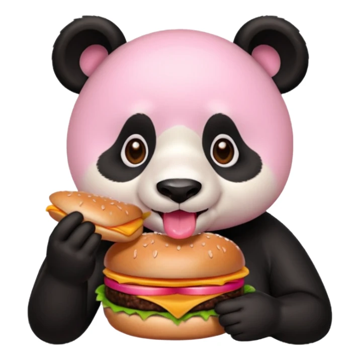 urs panda roz cu un burger sticker